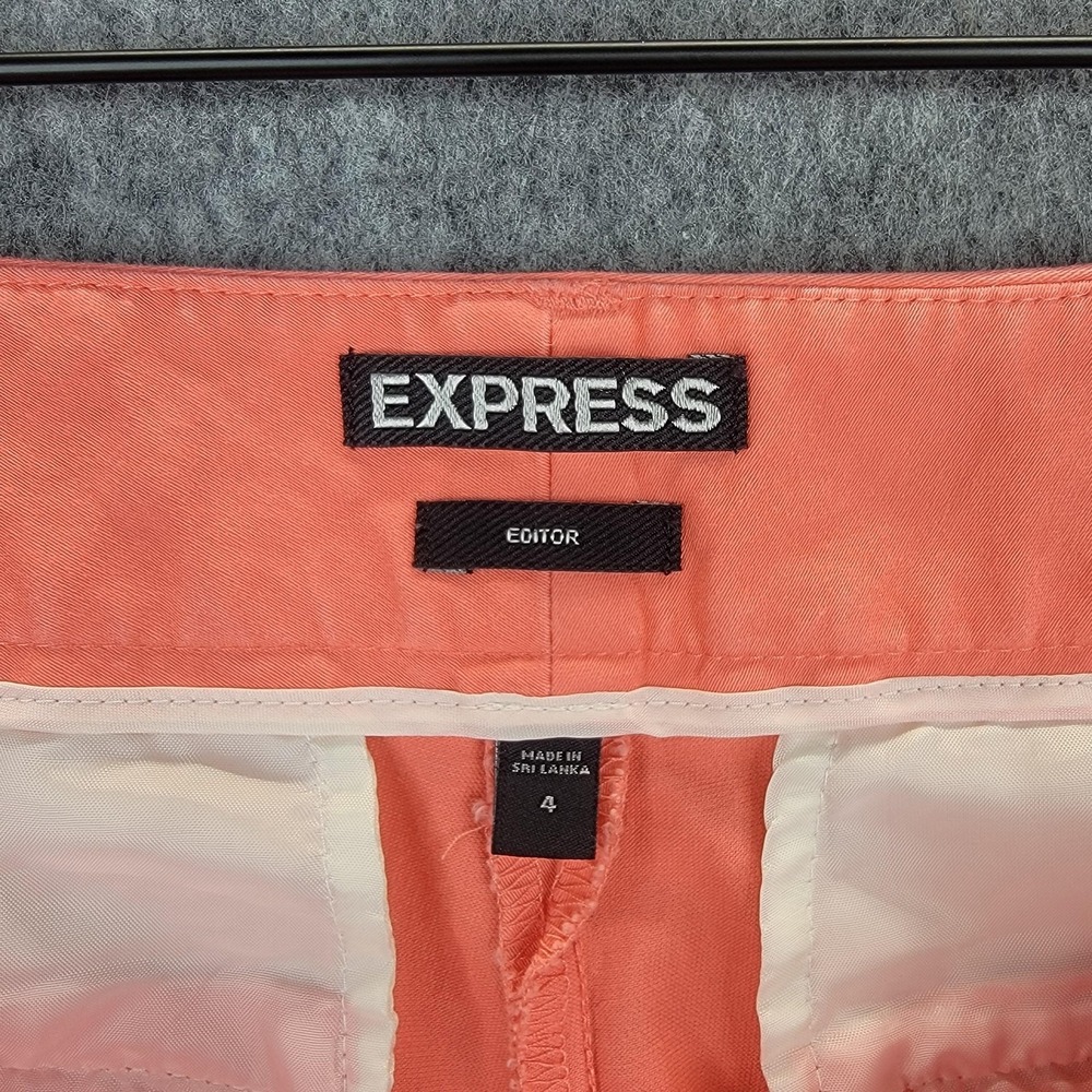 Express Editor Shorts Womens 4 Coral Cuffed Chino Mid Rise Stretch Vacation - Picture 3 of 15